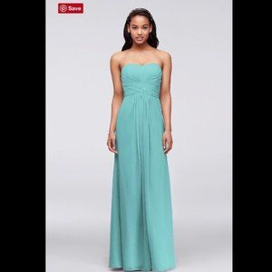 David's Bridal Bridesmaid "Spa" Strapless Chiffon